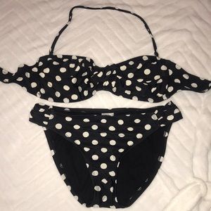 Black and white polkadot bikini